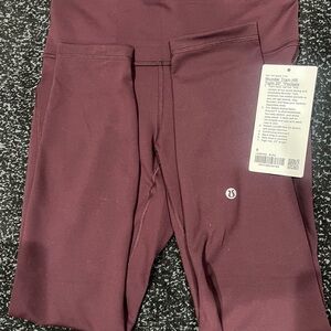 NWT Lululemon Wunder Train HR Tight with pockets 25” Black Plum size 8